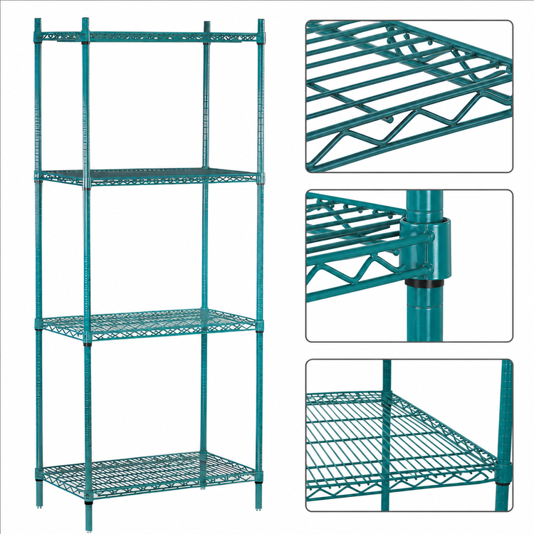 Product image #3 for Advance Tabco Special Value Series 48 x 24 x 74-Inch Green Epoxy Wire Shelving Unit with 4 Shelves