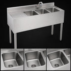 Thumbnail image #3 for Krowne Silver Series 18-43R Three-Compartment Stainless Steel Underbar Bar Sink with Left Drainboard, 48-Inch Wide, Faucet Included