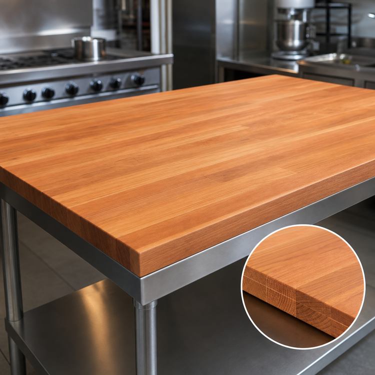 Product image #3 for John Boos Boos Block 96" x 30" Blended Edge Grain American Cherry Kitchen Countertop with Penetrating Oil Finish