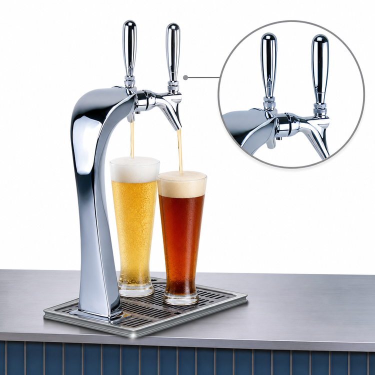 Product image #3 for Edge Draft 2-Faucet Air-Cooled Countertop Beer Tower, Chrome Finish