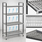 Thumbnail image #3 for Cambro Camshelving® Elements EXU213684V4480 4-Tier Vented Stationary Polymer Shelving Unit, 21 x 36 x 84 Inches, Speckled Gray