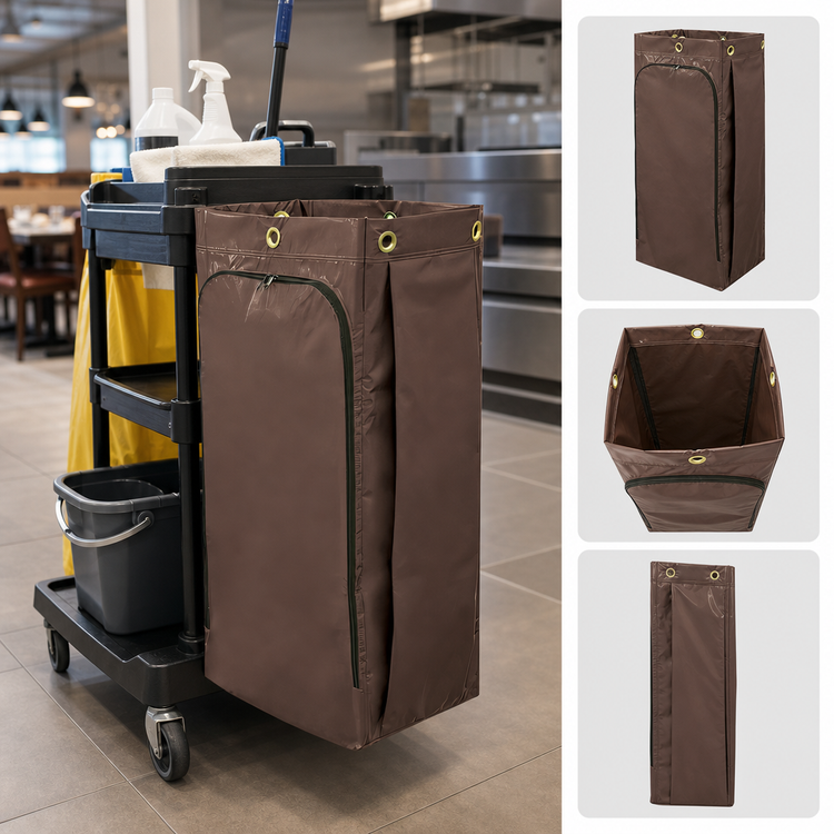 Product image #3 for 34-Gallon Brown Vinyl Replacement Cart Bag for Janitorial Carts