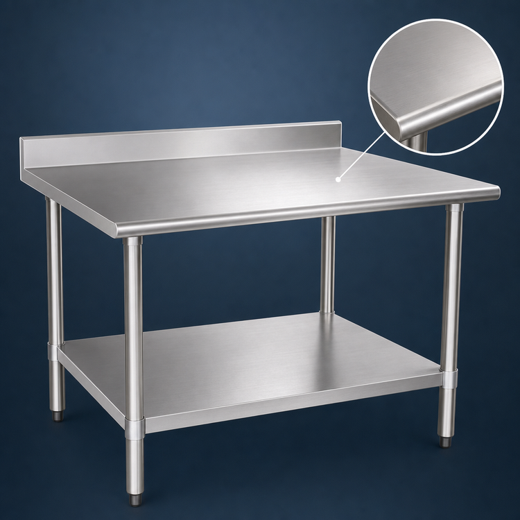 Product image #3 for Eagle Deluxe Series 30" x 30" Corner Stainless Steel Work Table with 4-1/2" Backsplash and Undershelf