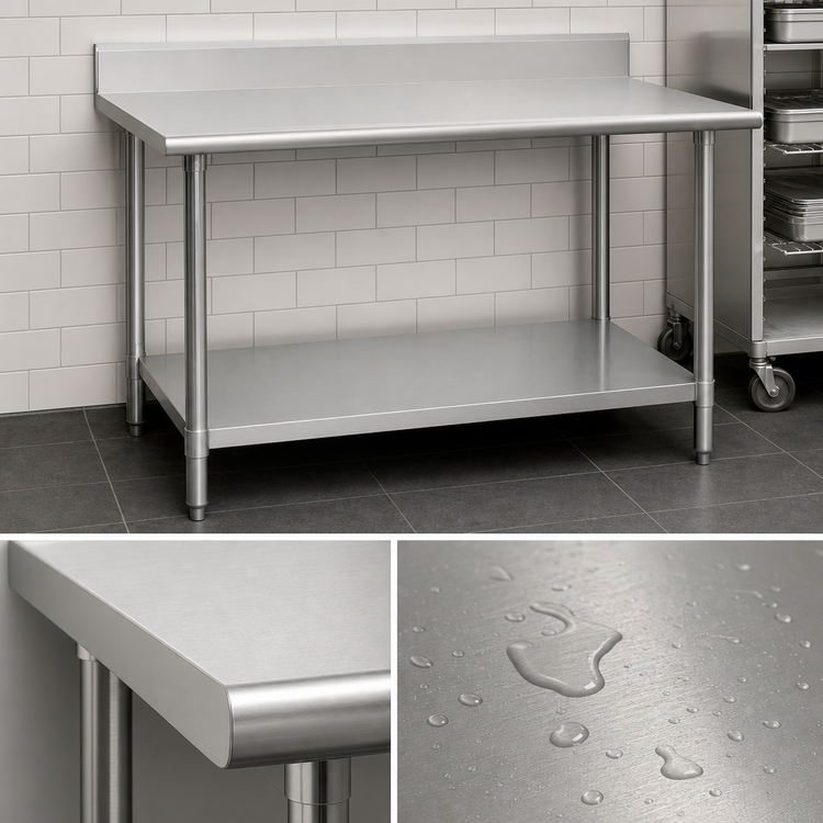 Product image #3 for Eagle Spec-Master 120-Inch x 36-Inch Stainless Steel Work Table with 4-1/2-Inch Backsplash and Undershelf