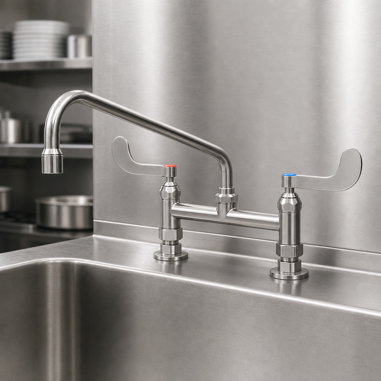 Product image #4 for EverSteel Double Pantry Deck-Mount Mixing Faucet with 12-Inch Swing Nozzle, 8-Inch Centers