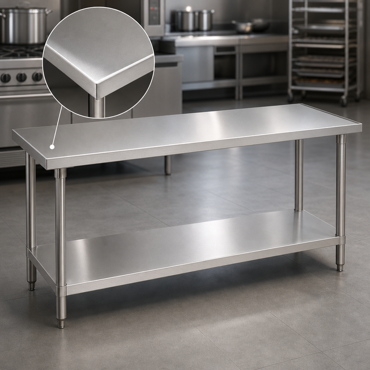 Product image #3 for Advance Tabco 144-Inch x 36-Inch 14-Gauge 304 Stainless Steel Work Table with Undershelf