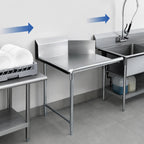 Thumbnail image #3 for BK Resources BKCDT6-48-R-SS Straight Clean Dishtable, 48-Inch, Left-to-Right, 16-Gauge 304 Stainless Steel, 10-Inch Backsplash