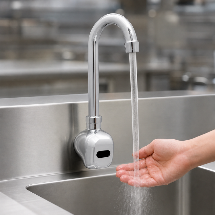Product image #3 for BK Resources Electronic Single-Hole Splash-Mounted Gooseneck Faucet