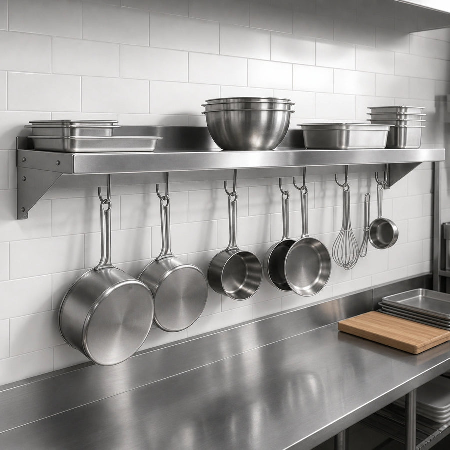 Integrated Pot Rack Shelf