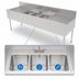 Thumbnail image #4 for Top Shelf TSF84M3-DB Three-Compartment Underbar Sink Unit with Dual Drainboards and Backsplash, 84 Inch x 24 Inch