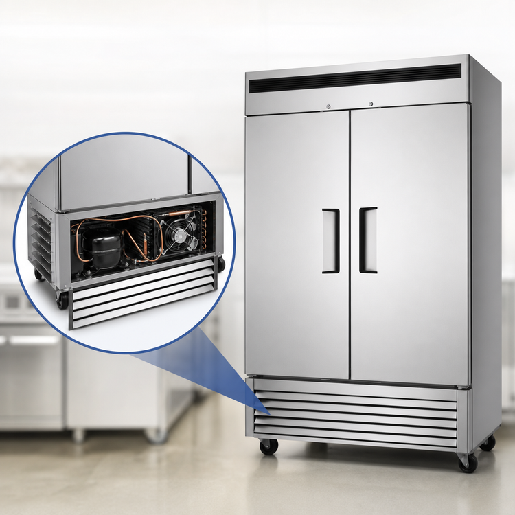 Product image #4 for Atosa Two-Section Reach-In Refrigerator, 46.77 Cu. Ft., Bottom-Mount Self-Contained, Solid Hinged Doors