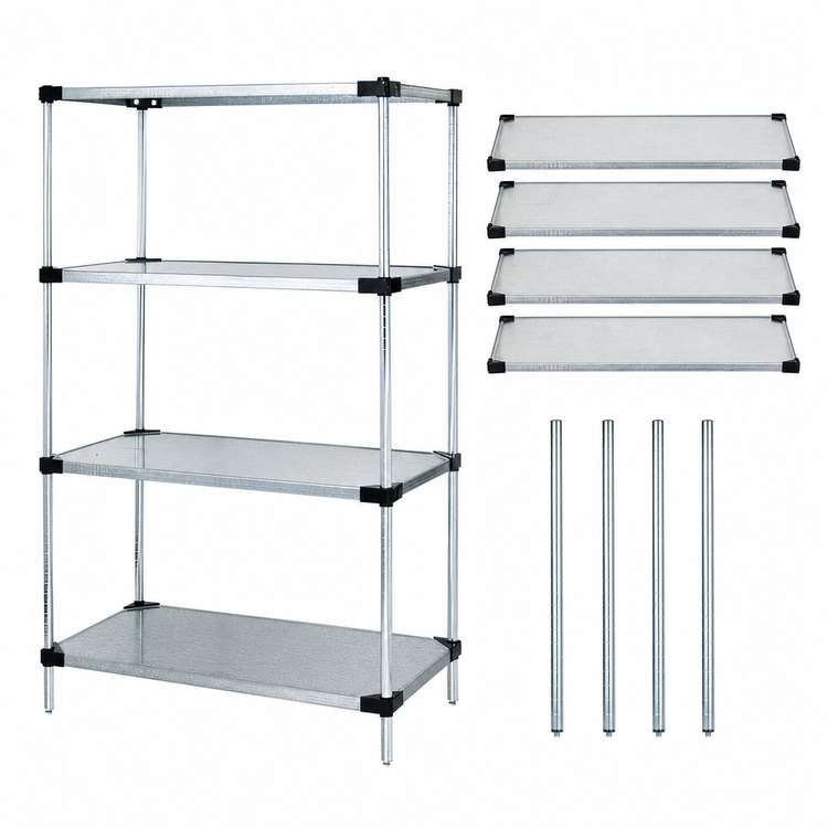 Product image #3 for Quantum Solid Shelving Starter Kit, 54W x 21D x 74H, 4-Shelf Stationary Unit