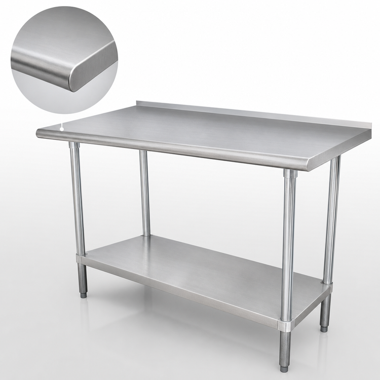Product image #3 for Advance Tabco 144 Inch x 24 Inch Stainless Steel Underbar Work Table with Undershelf and Rear Up-Turn