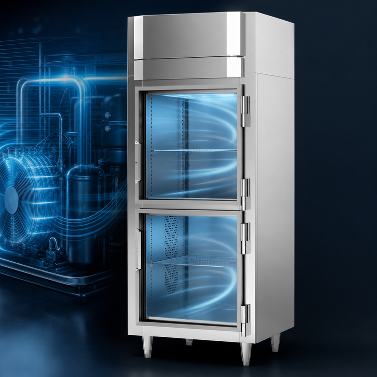 Product image #3 for Victory UltraSpec Shallow Depth 1-Section Reach-In Freezer with 2 Half-Height Glass Doors, 20.15 Cu. Ft.