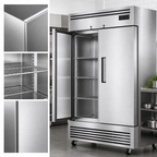 Thumbnail image #3 for Hurakan by Equip.me 2-Door Two-Section Reach-In Refrigerator, Stainless Steel, Self-Contained Bottom Mount