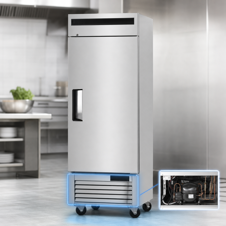 Product image #4 for Atosa MBF8531GR One-Section Reach-In Freezer, 12.57 Cu. Ft., Bottom-Mount Self-Contained, Right-Hinged Solid Door