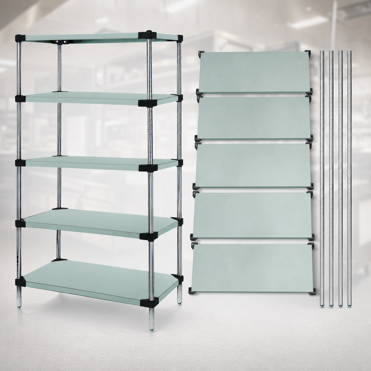 Product image #3 for Quantum 24" x 24" x 63" Solid Shelving Starter Kit, 5-Shelf, 304 Stainless Steel