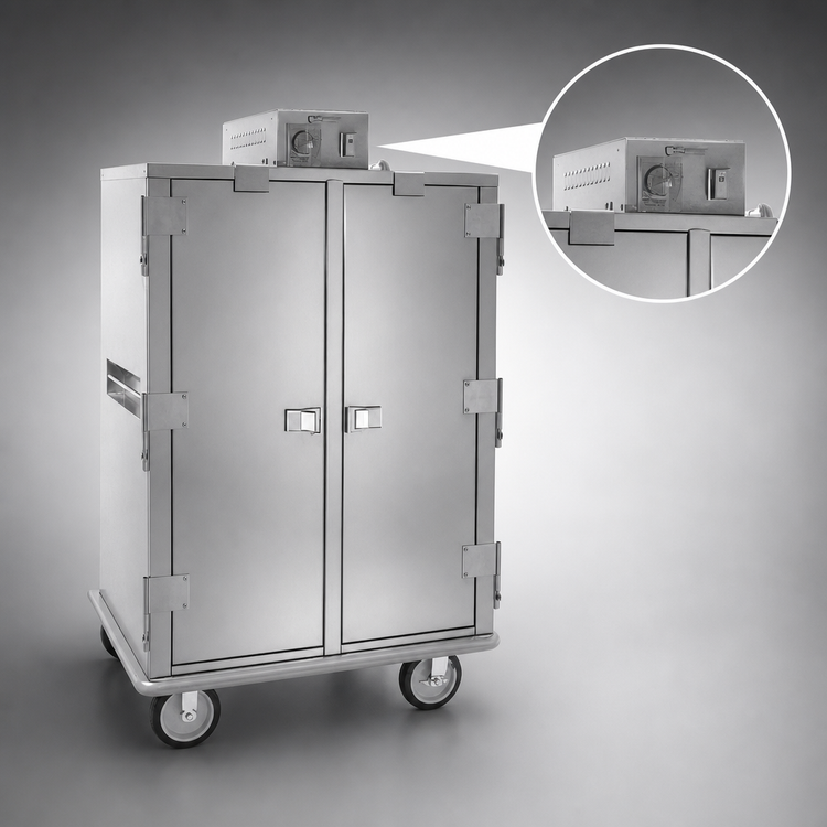 Product image #3 for Carter-Hoffmann Heavy-Duty Correctional Insulated Heated Meal Delivery Cart, 3-Section, Mobile, Stainless Steel