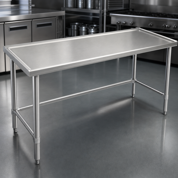 Product image #3 for Spec-Master Marine Series 108"W x 48"D Stainless Steel Work Table with Box Marine Edge