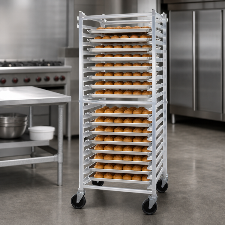 Product image #3 for John Boos Mobile Side-Loading Aluminum Bun Pan Rack, 20-Pan Capacity