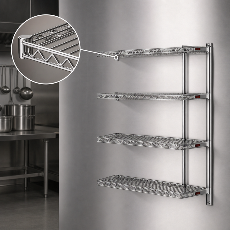 Product image #3 for Eagle Group Add-On 4-Tier Wire Shelving Unit, 48 x 18 x 74 Inches, Stainless Steel Finish