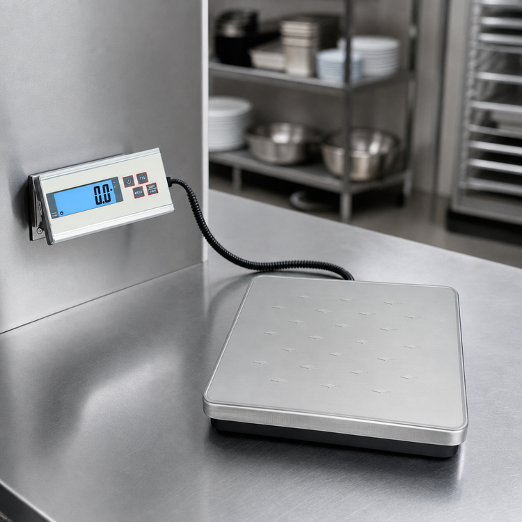 Product image #3 for San Jamar Industrial Digital Platform Scale, 264 lb Capacity, Remote Display, Square Stainless Steel Platform