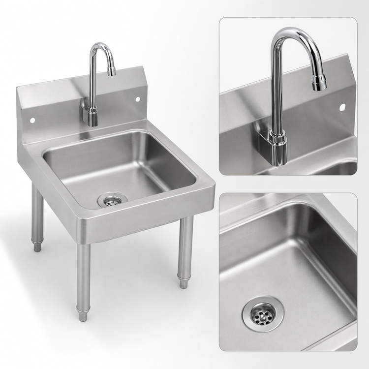 Product image #4 for Eagle Group 2200 Series Hand Wash Sink with Faucet and Drain, 10 x 14 x 5 Inch