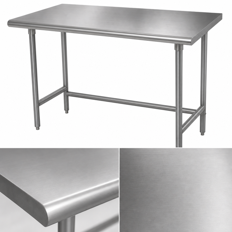 Product image #3 for Advance Tabco 144-Inch x 36-Inch Stainless Steel Flat Top Work Table with Side & Rear Crossrails