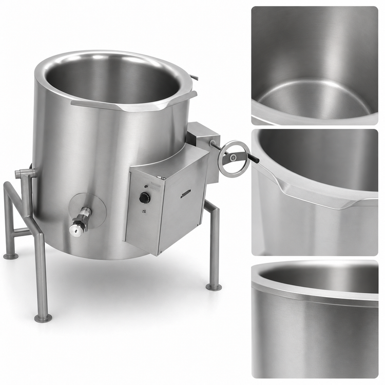 Product image #3 for AccuTemp Edge Series Electric Self-Contained Tilting Floor-Mounted Steam Kettle, 20 Gallon, 2/3 Jacketed