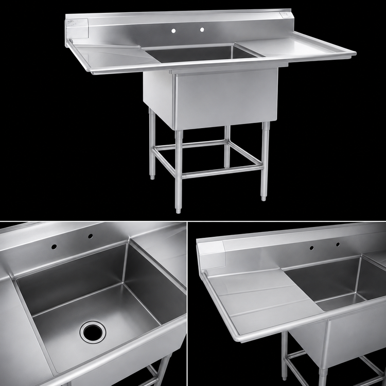 Product image #3 for Eagle Spec-Master FN Series One-Compartment Sink with Left Drainboard, 59-1/2 Inch Wide, 304 Stainless Steel