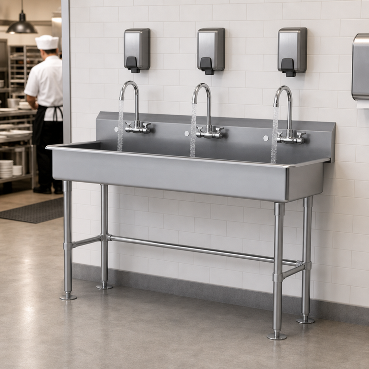 Product image #3 for Advance Tabco Multiwash 60-Inch Freestanding Multi-Station ADA Hand Wash Sink with 3 Faucets
