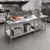 Thumbnail image #3 for Sapphire 120-Inch x 24-Inch Flat Top Stainless Steel Work Table with Undershelf, 16-Gauge Top