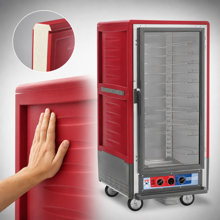Product image #3 for Metro C5 3 Series 3/4 Height Mobile Moisture Heated Holding and Proofing Cabinet with Clear Polycarbonate Door and Red Insulation Armour