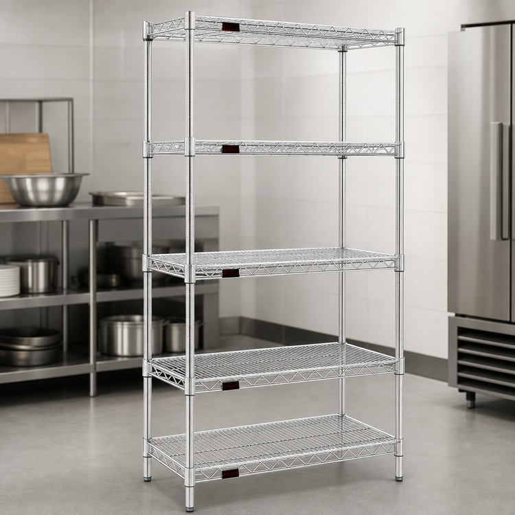 Product image #3 for Eagle Group 60"W x 18"D x 86"H 5-Tier Chrome-Plated Wire Starter Shelving Unit
