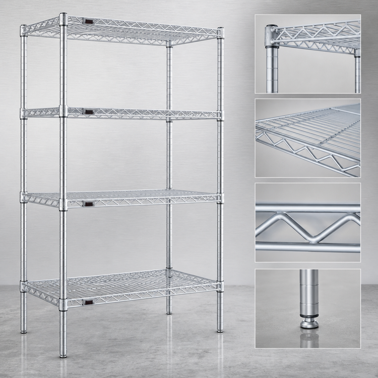 Product image #3 for EAGLEbrite 4-Tier Stationary Wire Shelving Starter Unit, 36 x 18 x 74 Inches, Zinc Finish