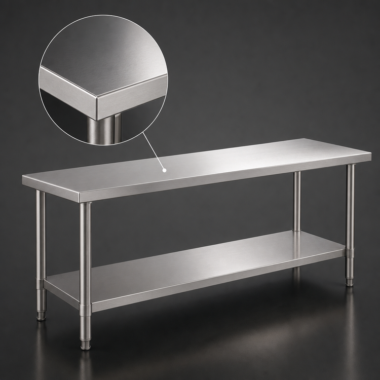 Product image #3 for Eagle Spec-Master Marine Series Open Base Stainless Steel Work Table with Adjustable Undershelf, 144 x 24 Inches