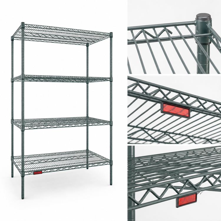 Product image #4 for Eagle Valu-Master Double-Mat Wire Shelving Starter Unit, 4-Tier, 48"W x 24"D x 74"H, Gray Epoxy
