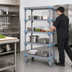 Thumbnail image #3 for Millenia Mobile Polymer Shelving Starter Unit with 4 Open Grid Shelves, 36 x 18 x 74 Inches