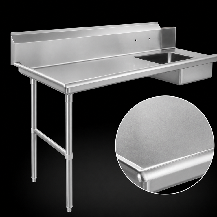 Product image #3 for Steel Works Stainless 60-Inch Left-to-Right Soiled Dish Table with Pre-Rinse Bowl