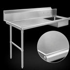 Thumbnail image #3 for Steel Works Stainless SWSDT-60L 60-Inch Left-to-Right Soiled Dish Table with Pre-Rinse Bowl, 16-Gauge 304 Stainless Steel, 9-Inch Splash