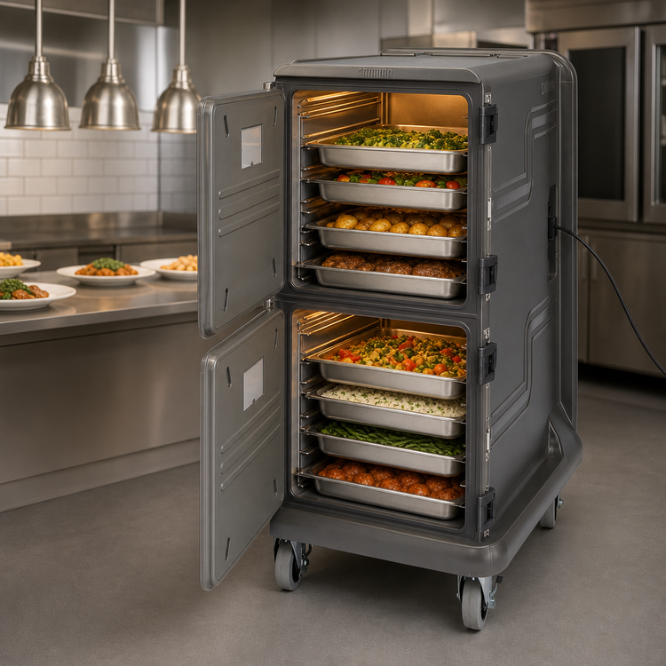 Product image #3 for Cambro Pro Cart Ultra Electric Insulated Front-Loading Hot Food Pan Carrier, 2 Heated Compartments, 16 GN 1/1 Pan Capacity