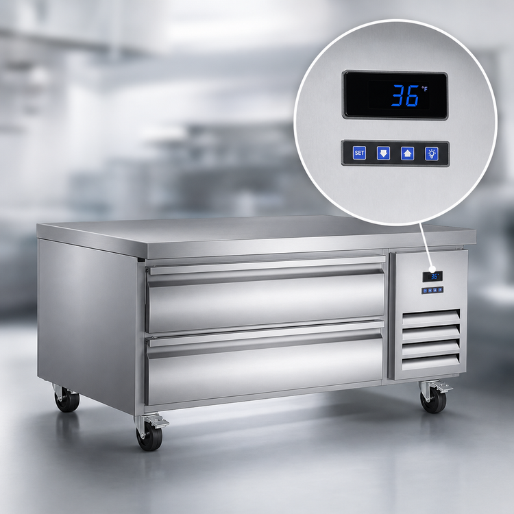 Product image #3 for IKON Refrigeration 38-Inch 2-Drawer Chef Base Refrigerator, 5.1 Cu. Ft., Self-Contained