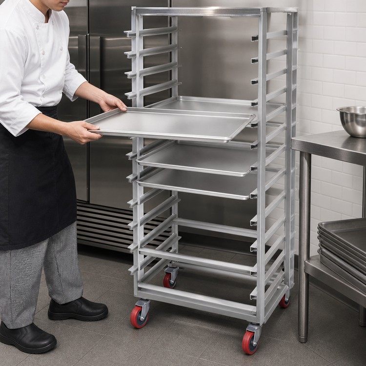 Product image #3 for Channel Lifetime Tough Extra Heavy-Duty Aluminum Side-Load Bun Pan Rack, 12-Pan Capacity