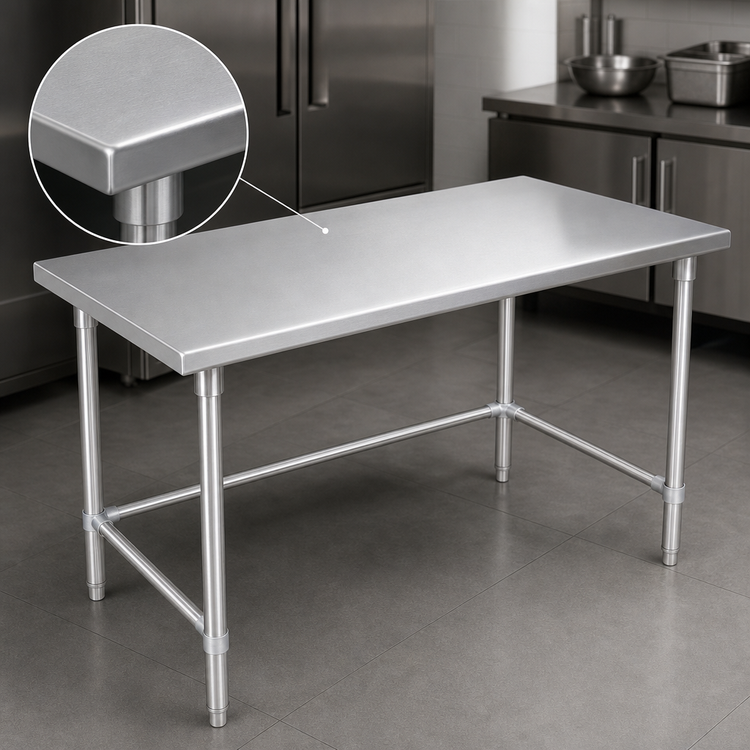 Product image #3 for John Boos Stallion 84-Inch x 30-Inch 16-Gauge Type 300 Stainless Steel Flat Top Work Table with Safety Edge