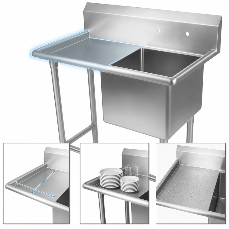 Product image #3 for John Boos Pro-Bowl 1-Compartment Stainless Steel Sink with Left Drainboard and Legs, 48-3/16 x 25-1/2 x 44-1/16 Inches