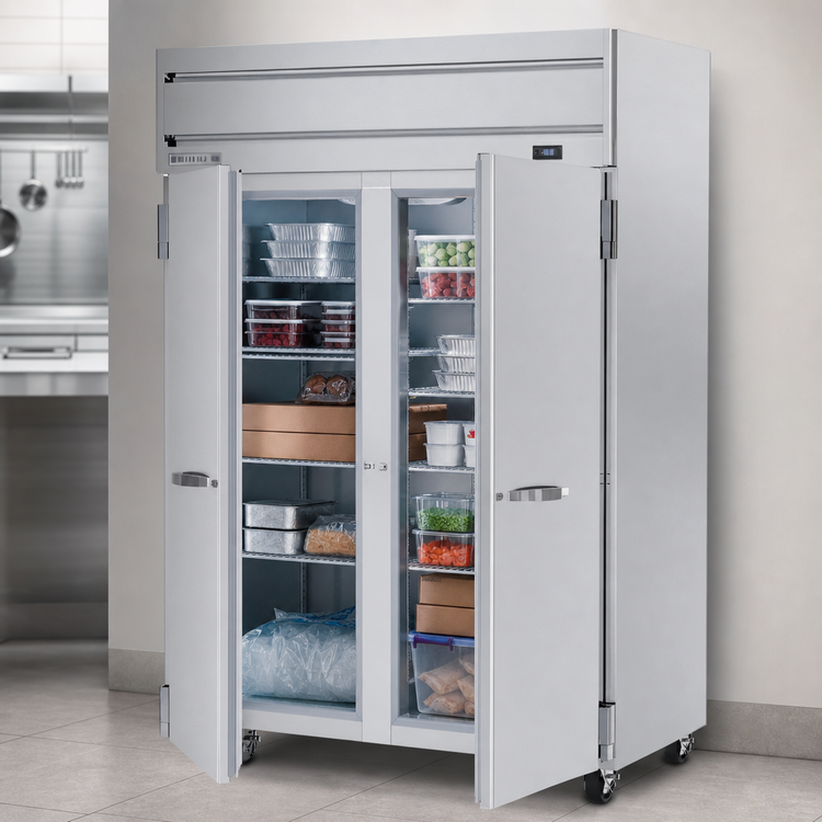 Product image #3 for Beverage Air Horizon Series 45.2 Cu. Ft. Two-Section Reach-In Freezer with Top-Mounted Self-Contained Refrigeration and 2 Solid Hinged Doors