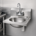 Thumbnail image #3 for Eagle Group Wall-Mount 304 Stainless Steel Hand Sink with Gooseneck Faucet, Soap Dispenser and Basket Drain