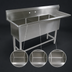 Thumbnail image #3 for John Boos Pro-Bowl 3-Compartment Sink with 18 in. Right Drainboard, 18 x 24 x 12 in. Bowls, 76-3/16 in. W x 29-1/2 in. D