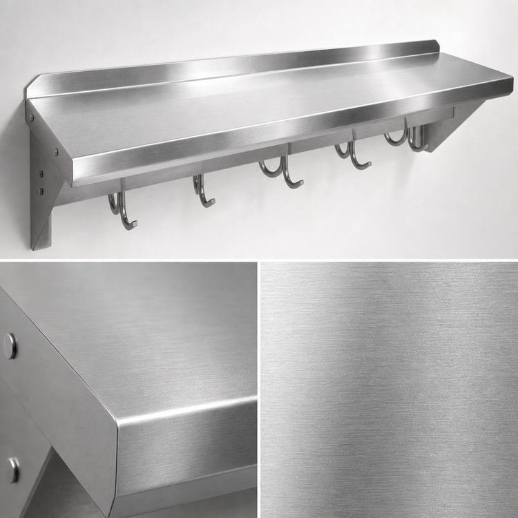 Product image #3 for John Boos Stallion 36-Inch Wall-Mount Stainless Steel Pot Rack Shelf