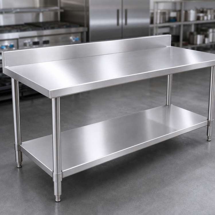 Product image #3 for Spec-Master Marine Series 108" x 36" Stainless Steel Work Table with 4-1/2" Backsplash and Undershelf
